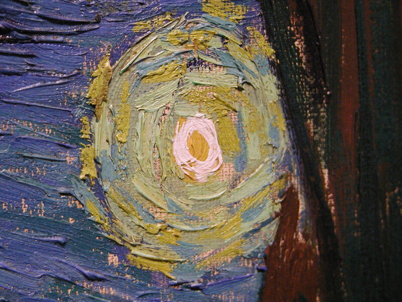 Close-up of Starry Night painting