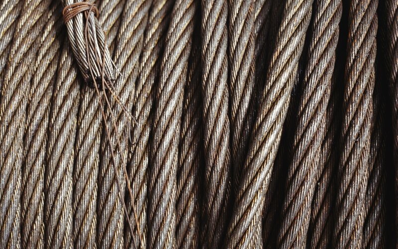 close-up of steel cables