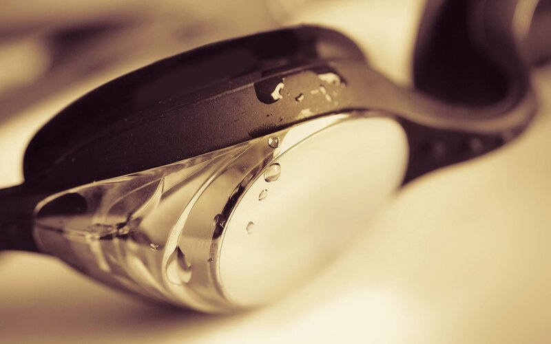 Close-up of swimming goggles