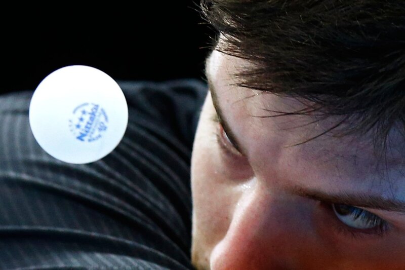close-up of table tennis player