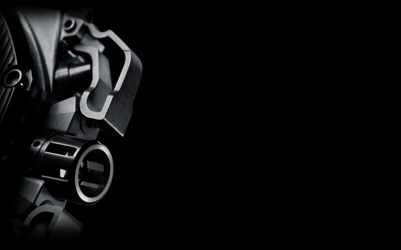 close-up of tactical firearm accessory