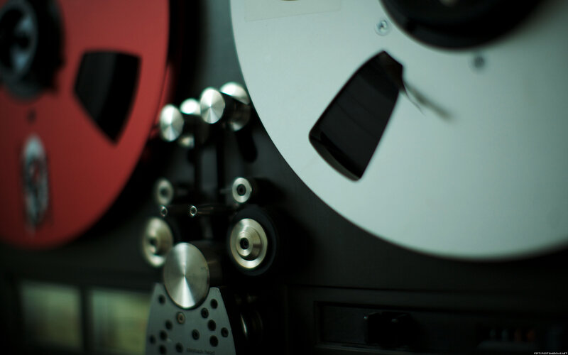 Close-up of tape reels
