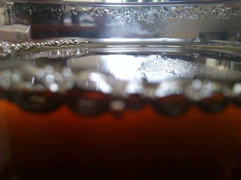 close-up of tea in glass