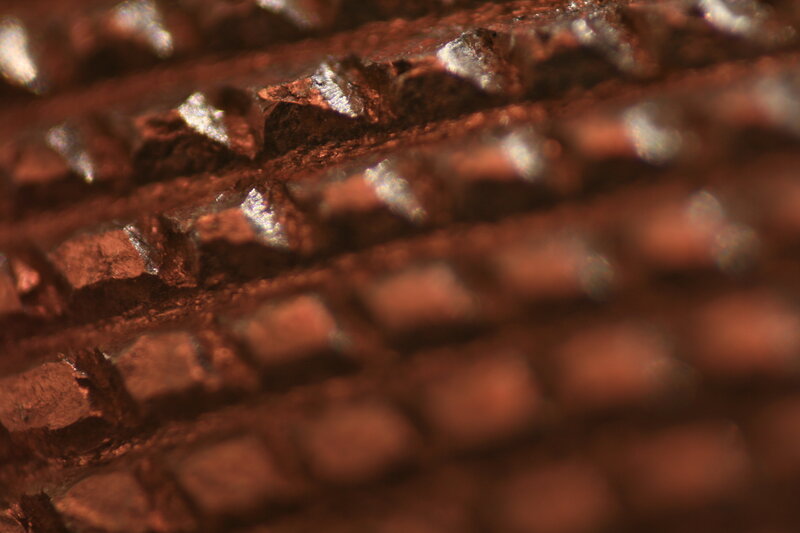 close-up of textured metal surface