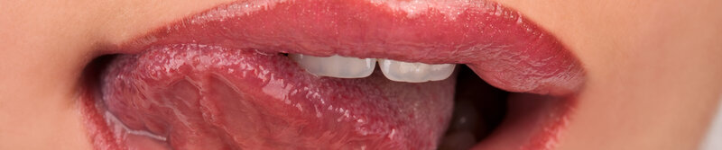 close-up of tongue and lips