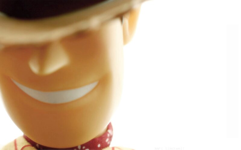 close-up of toy character