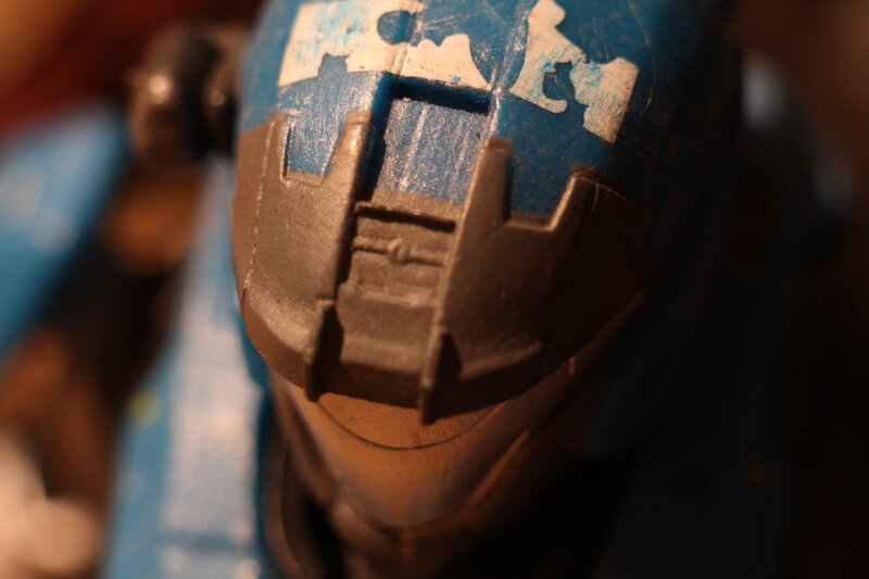 close-up of toy helmet