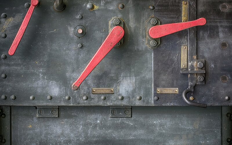 Close-up of Train Levers