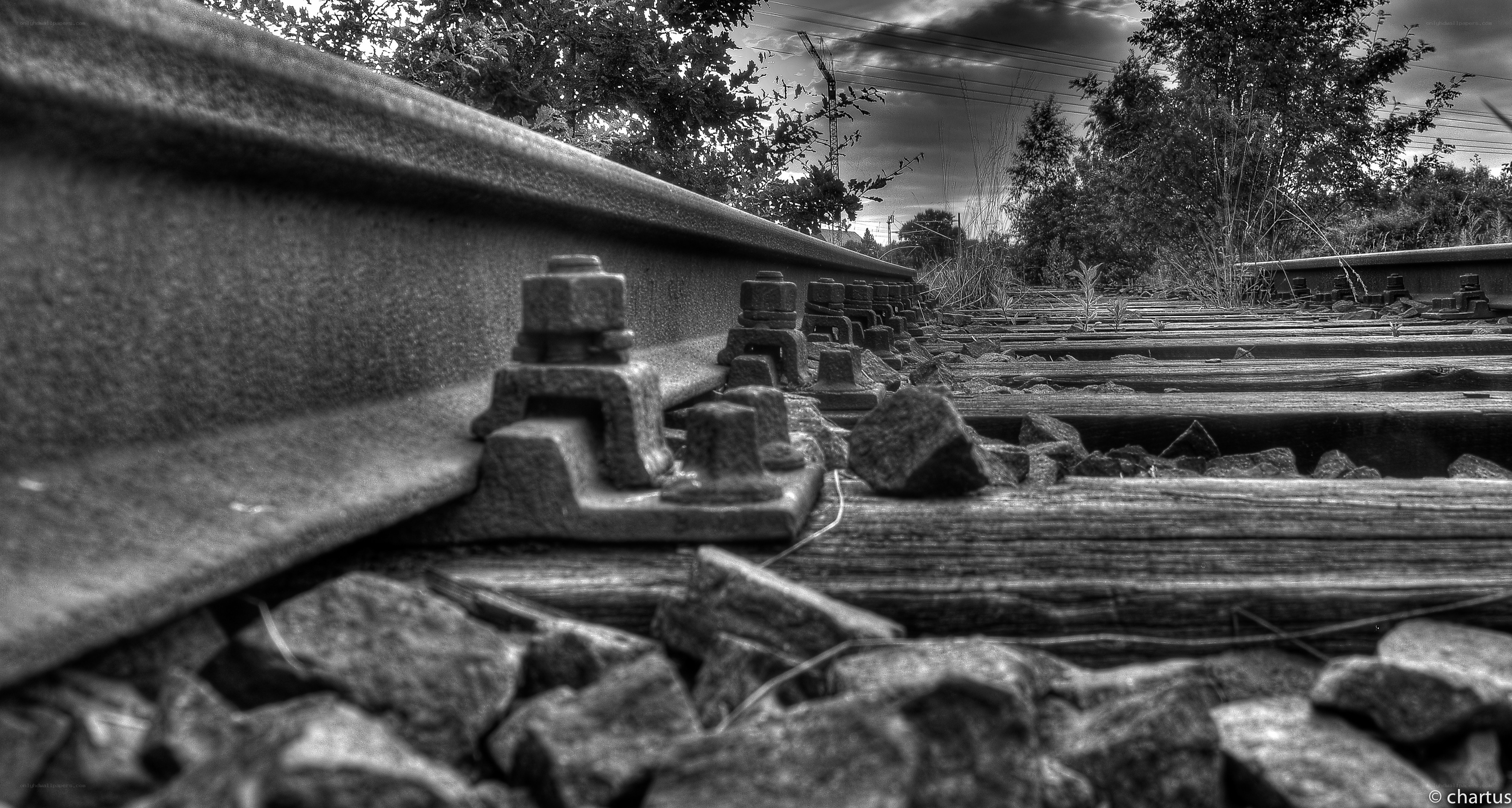 close-up of train tracks