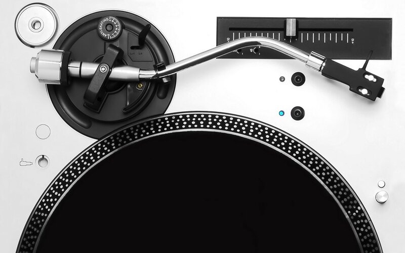 close-up of turntable