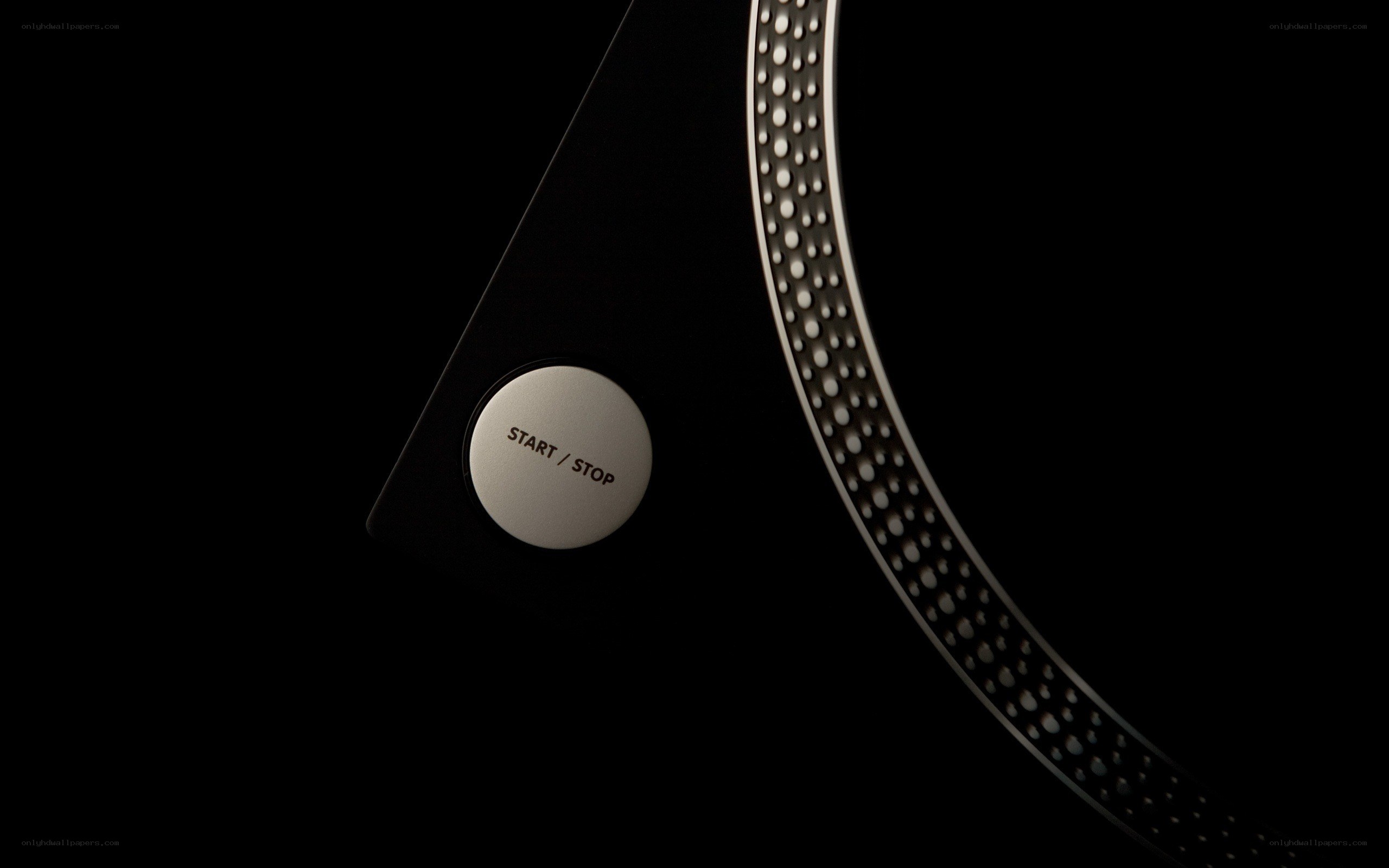 close-up of turntable button