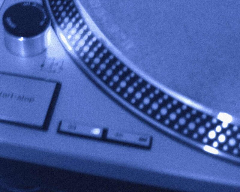 close-up of turntable controls