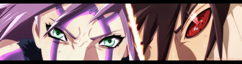 Close-up of Two Anime Characters — Purple