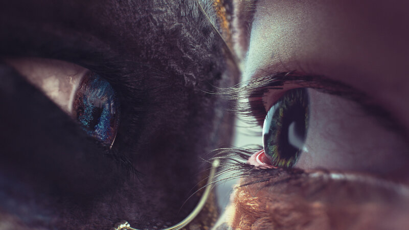 Close-up of Two Eyes — Blue, Dramatic