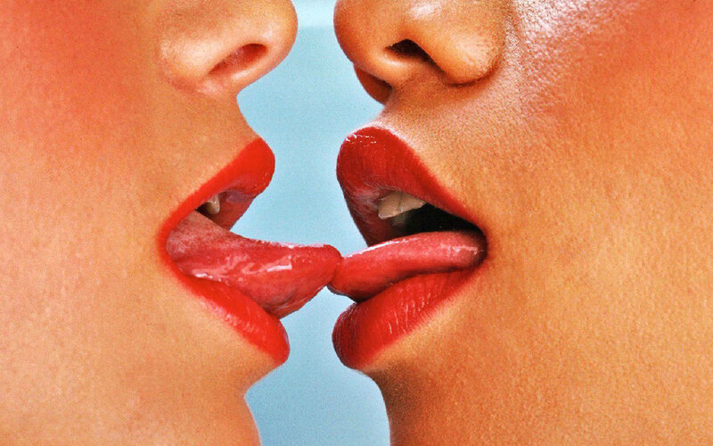 close-up of two people kissing
