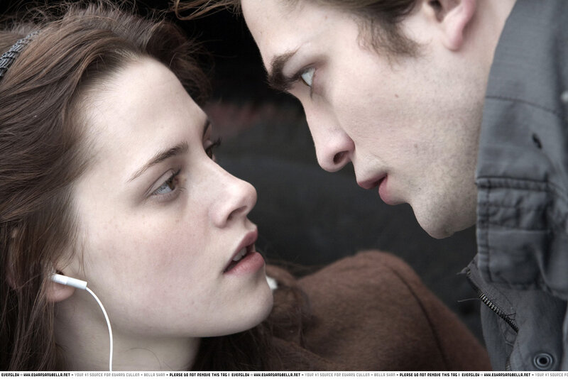 close-up of two people looking at each other