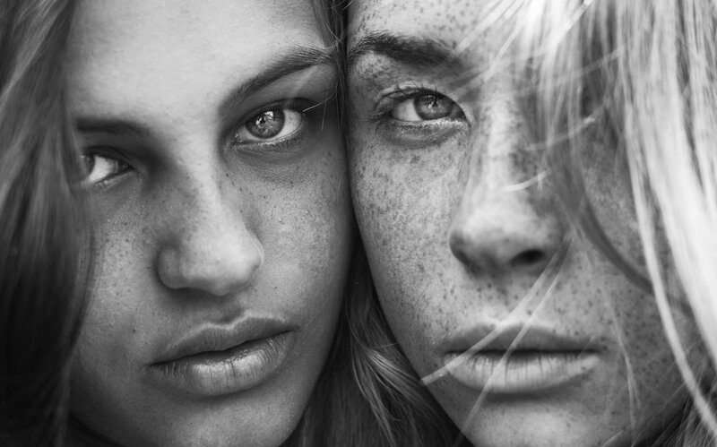 close-up of two women's faces