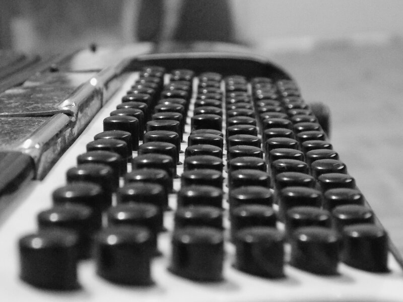Close-up of Typewriter Keys — Black, Neutral, Photograph, Metal