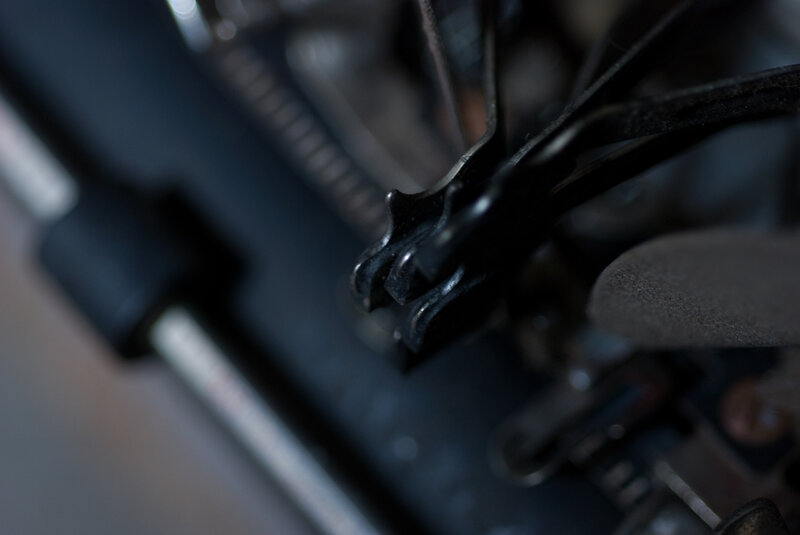 close-up of typewriter mechanism