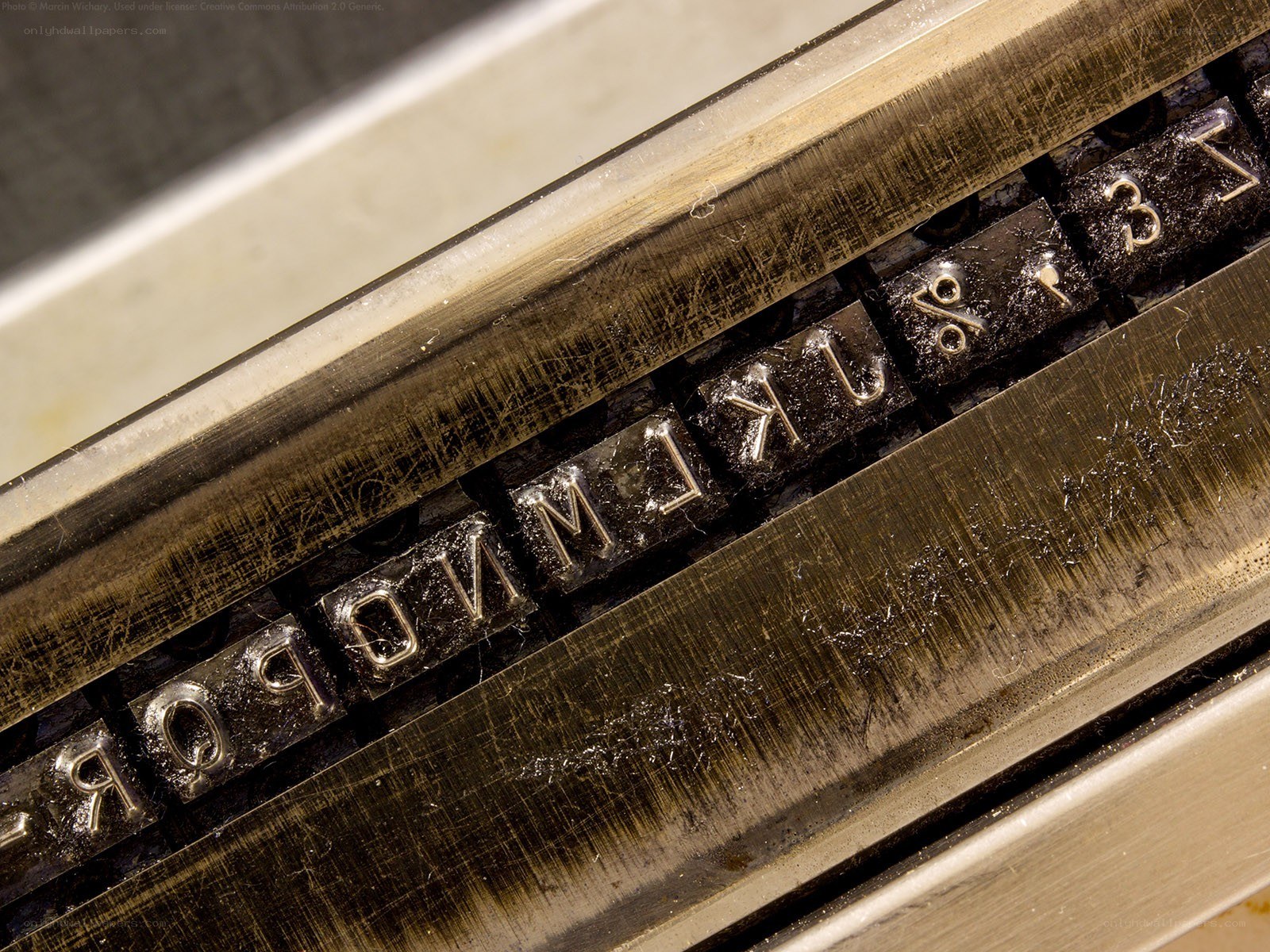 close-up of typewriter typebars