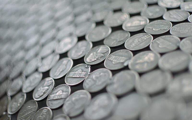 Close-up of U.S. nickels