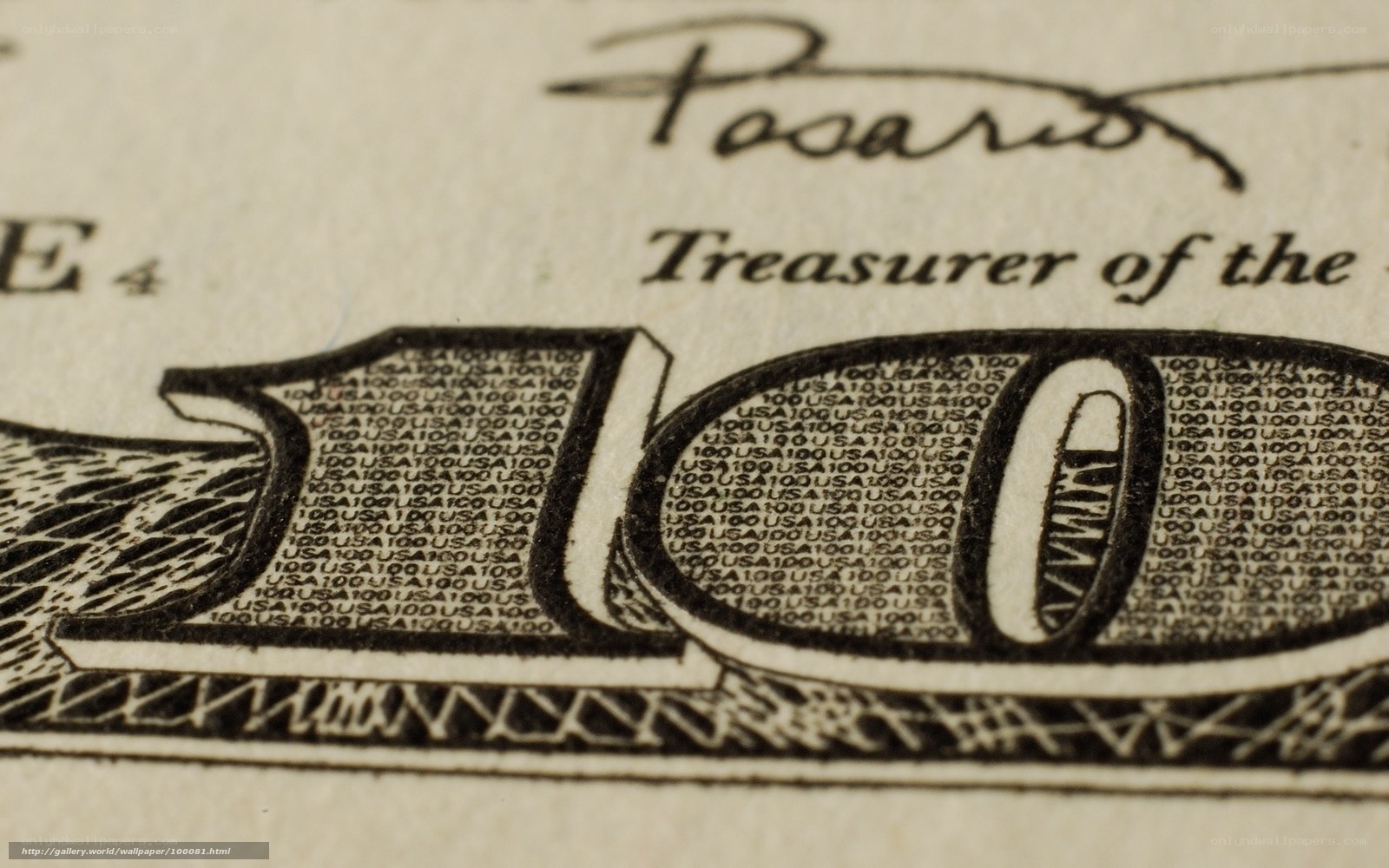 Close-up of US $100 bill