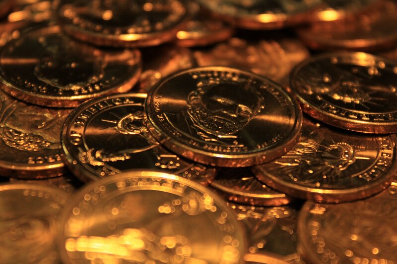 Close-up of US coins