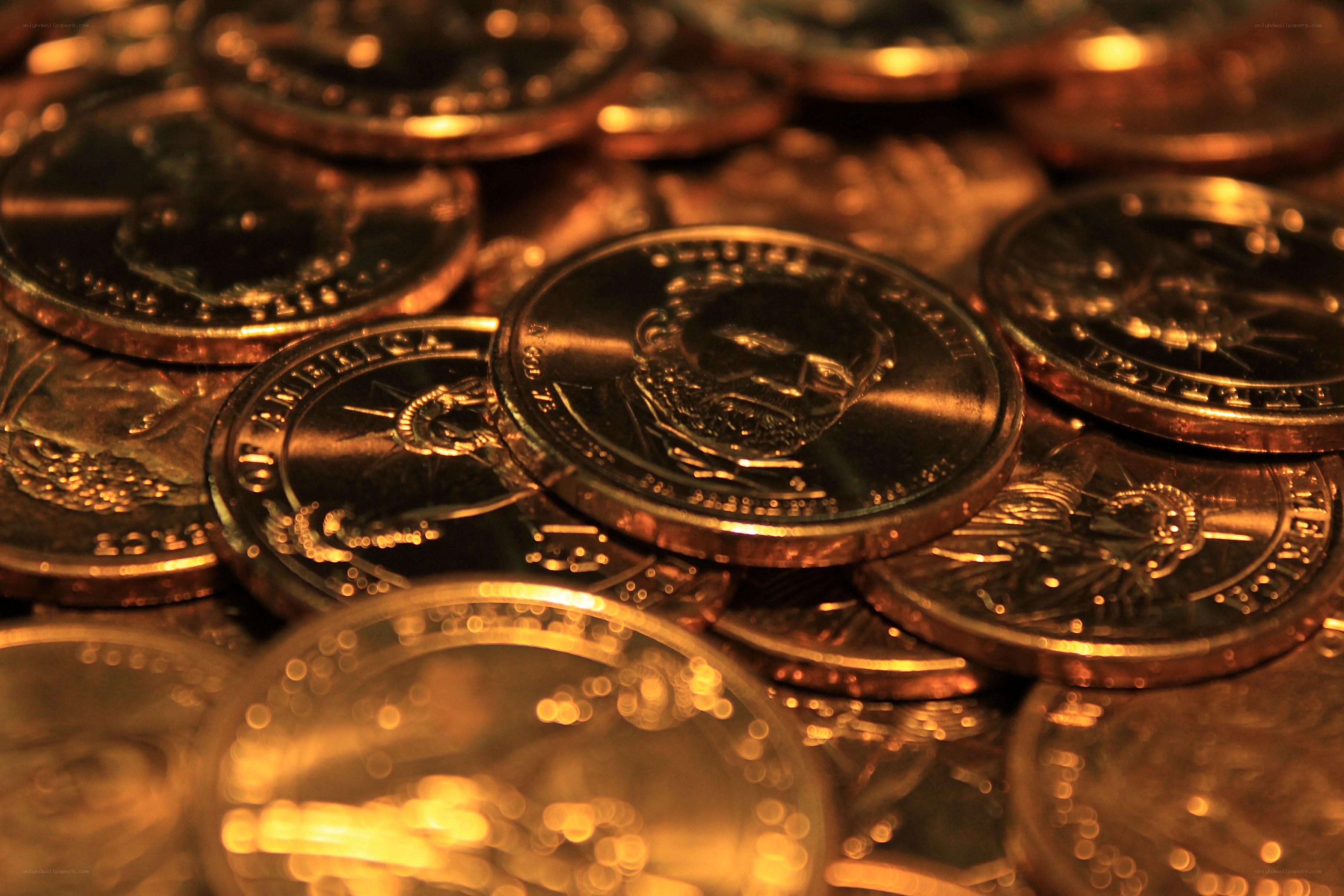 Close-up of US coins