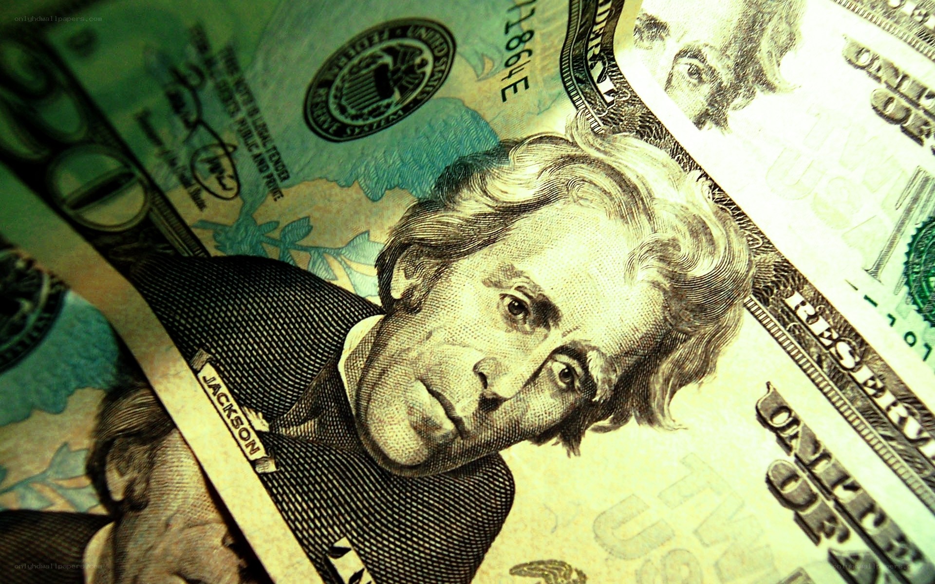 Close-up of US twenty-dollar bill