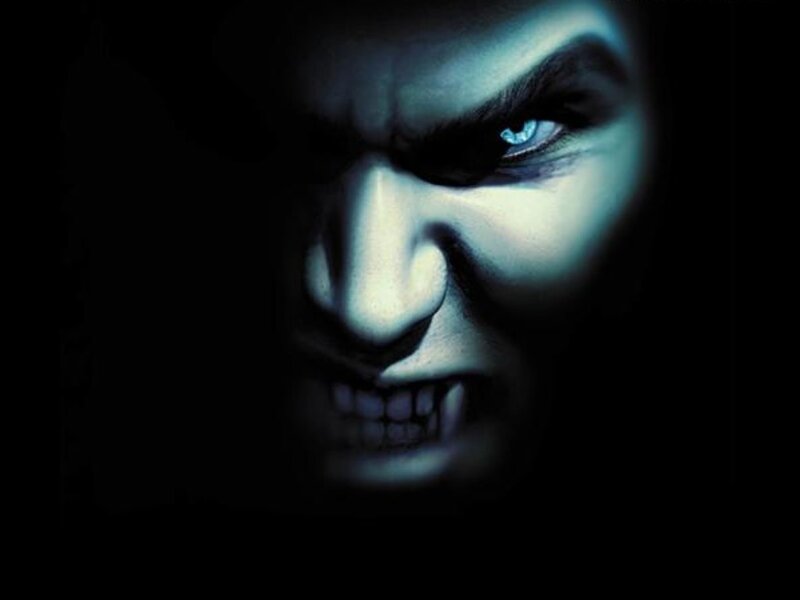 Close-up of Vampire Face — Black, Dark, Menacing
