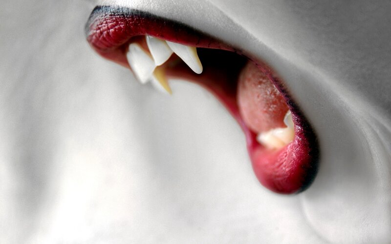 close-up of vampire mouth