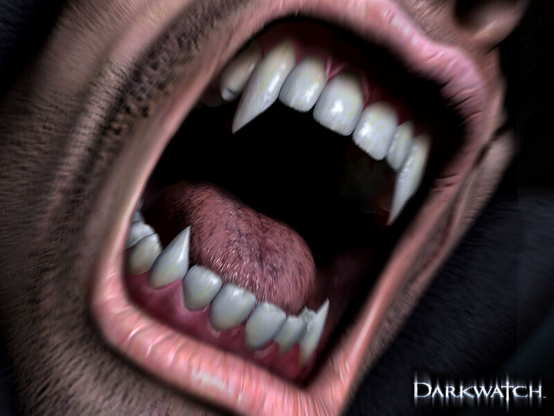close-up of vampire mouth