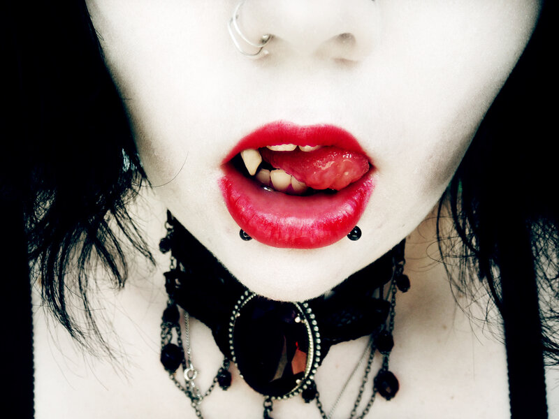 close-up of vampire-style makeup