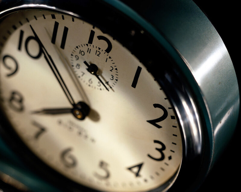 close-up of vintage alarm clock