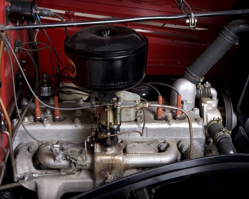 close-up of vintage car engine
