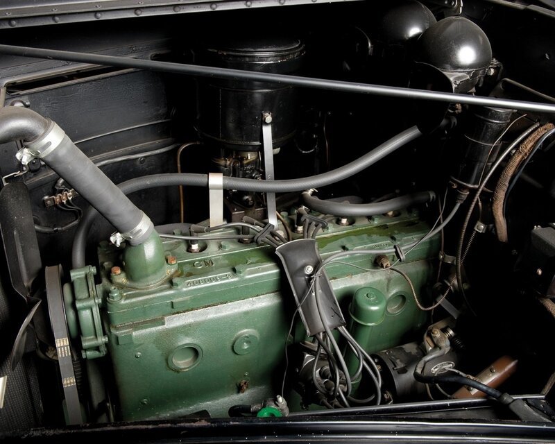 close-up of vintage car engine
