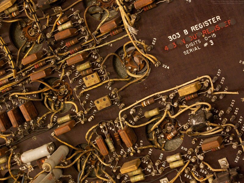 Close-up of vintage circuit board