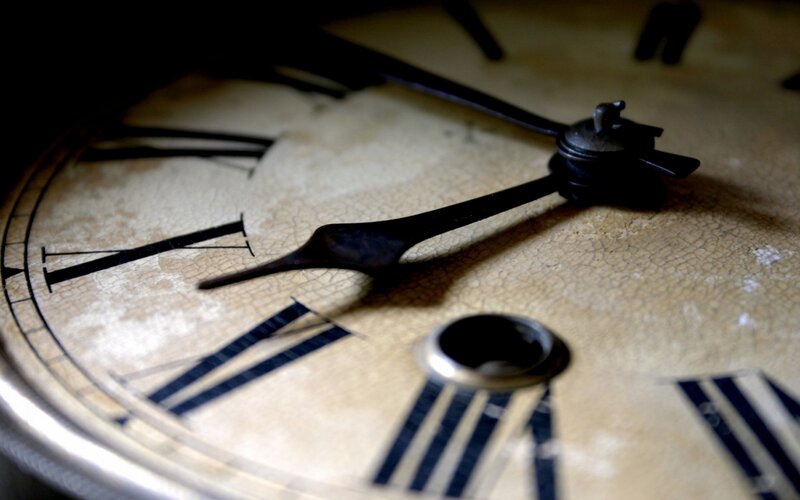 close-up of vintage clock face