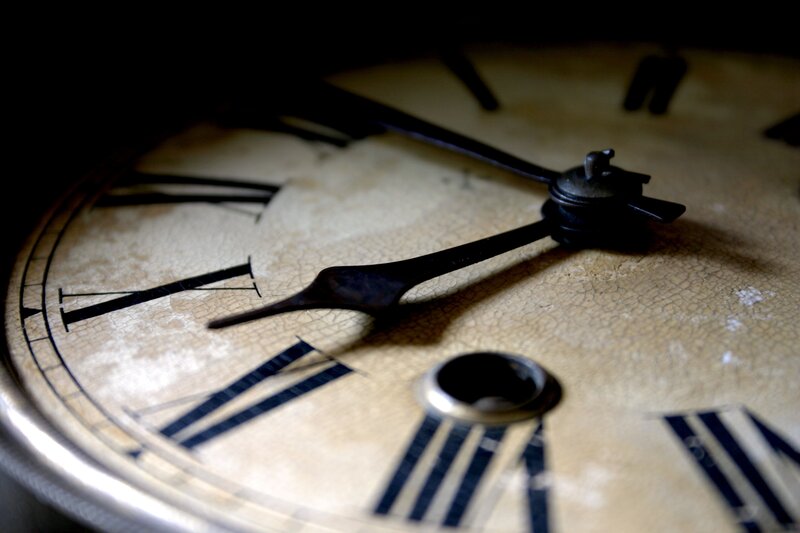 close-up of vintage clock face
