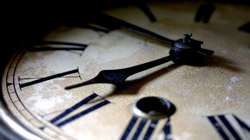 close-up of vintage clock face