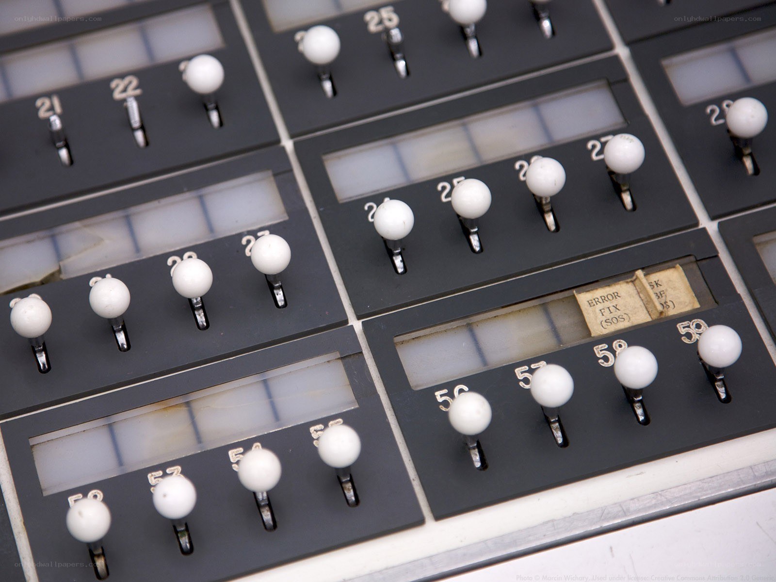 Close-up of vintage computer control panel