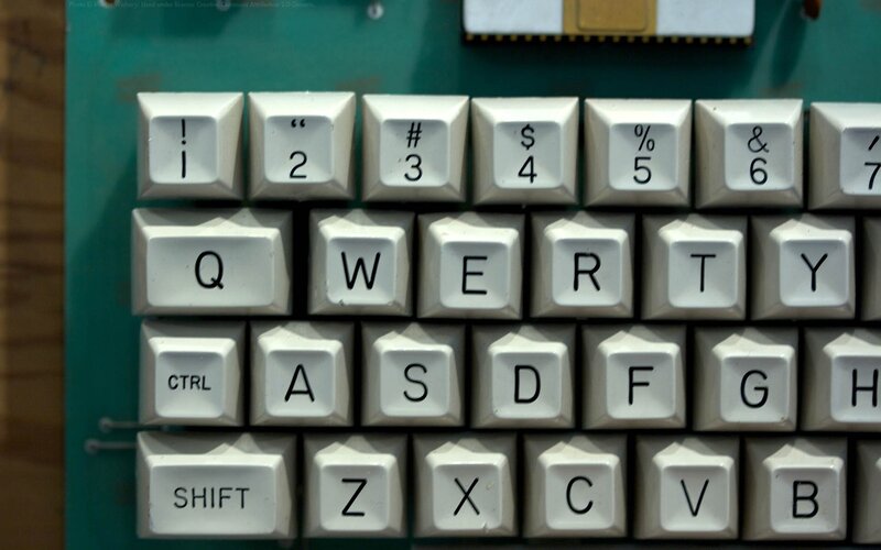 Close-up of vintage computer keyboard