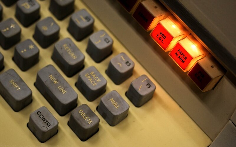 Close-up of vintage computer keyboard