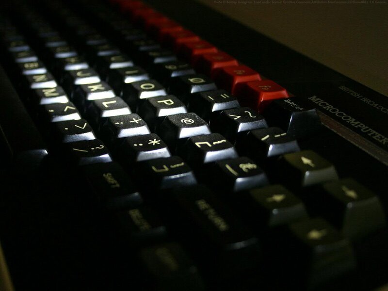 Close-up of vintage computer keyboard
