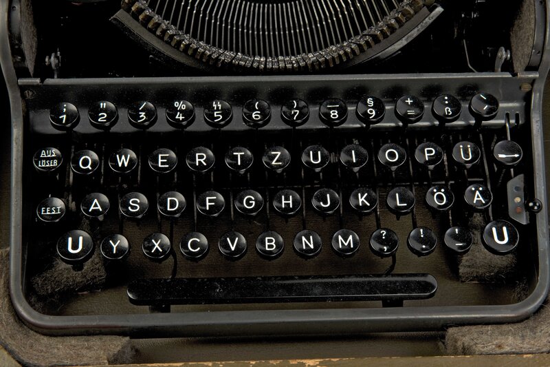 Close-up of vintage typewriter keyboard