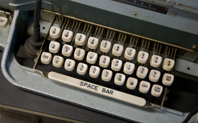 Close-up of vintage typewriter keyboard
