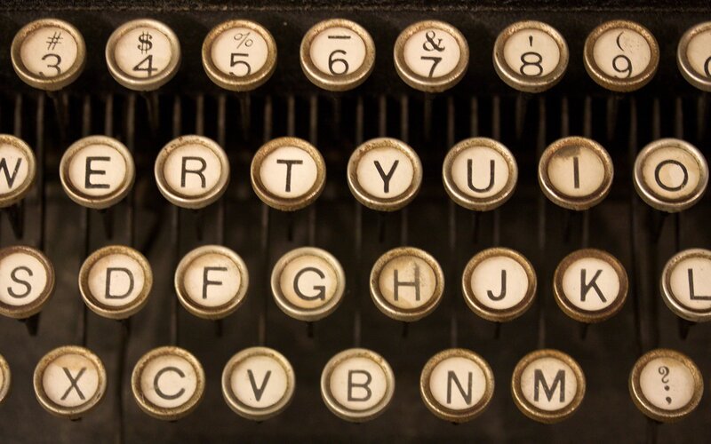 Close-up of vintage typewriter keyboard