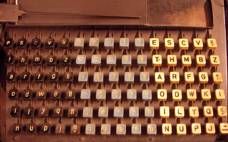 Close-up of vintage typewriter keyboard