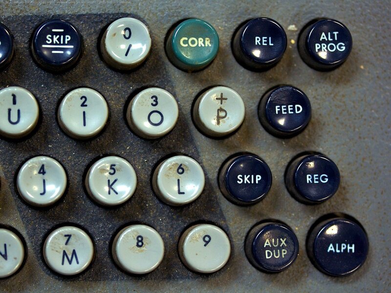 Close-up of vintage typewriter keys