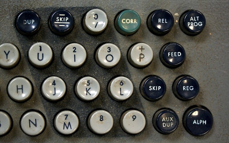 Close-up of vintage typewriter keys